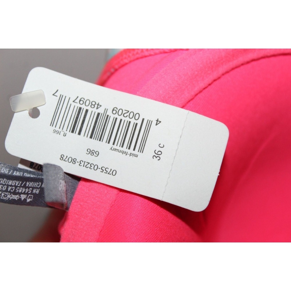 NWT Aerie Halter Bikini Top Pink Multi Colored Swim Ruffle Size 36C HW6741 - Picture 6 of 6